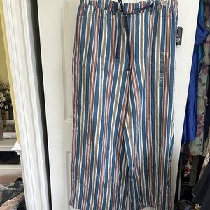 NauticaBlue and Brown Striped wide leg pants
